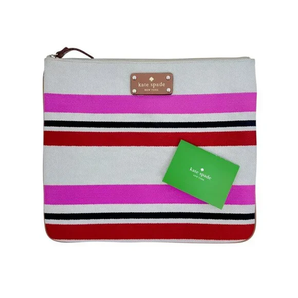 Kate Spade Oak Island Multicolor Striped Large Zip Clutch w/Gold Hardware - Picture 2 of 10
